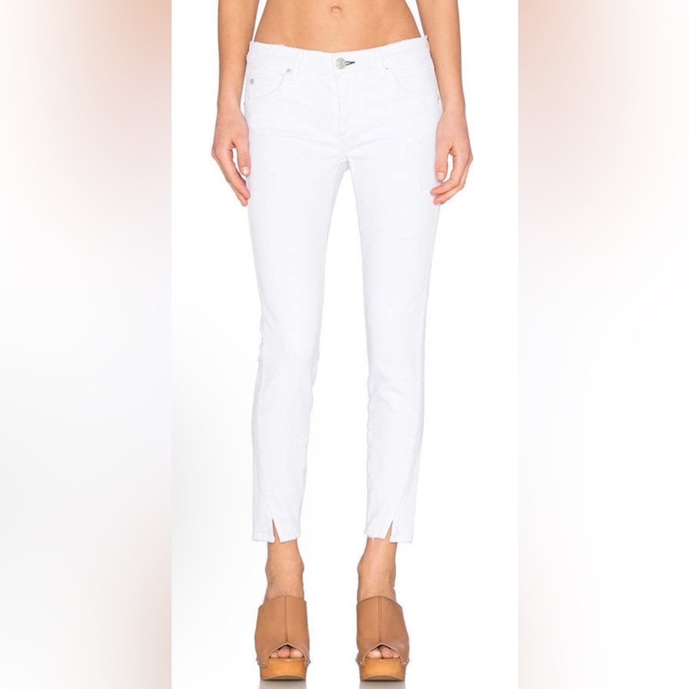 Anthropologie AMO Twist Slim Fit Jeans In Sea Salt Wash Size 26 White Mid rise